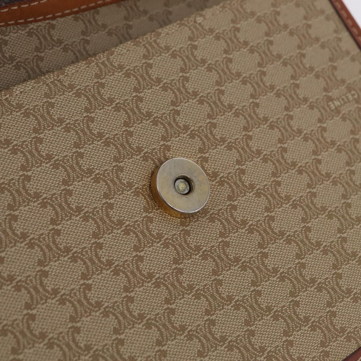 CELINE Macadam Canvas Shoulder Bag PVC Beige Gold Auth ka6873