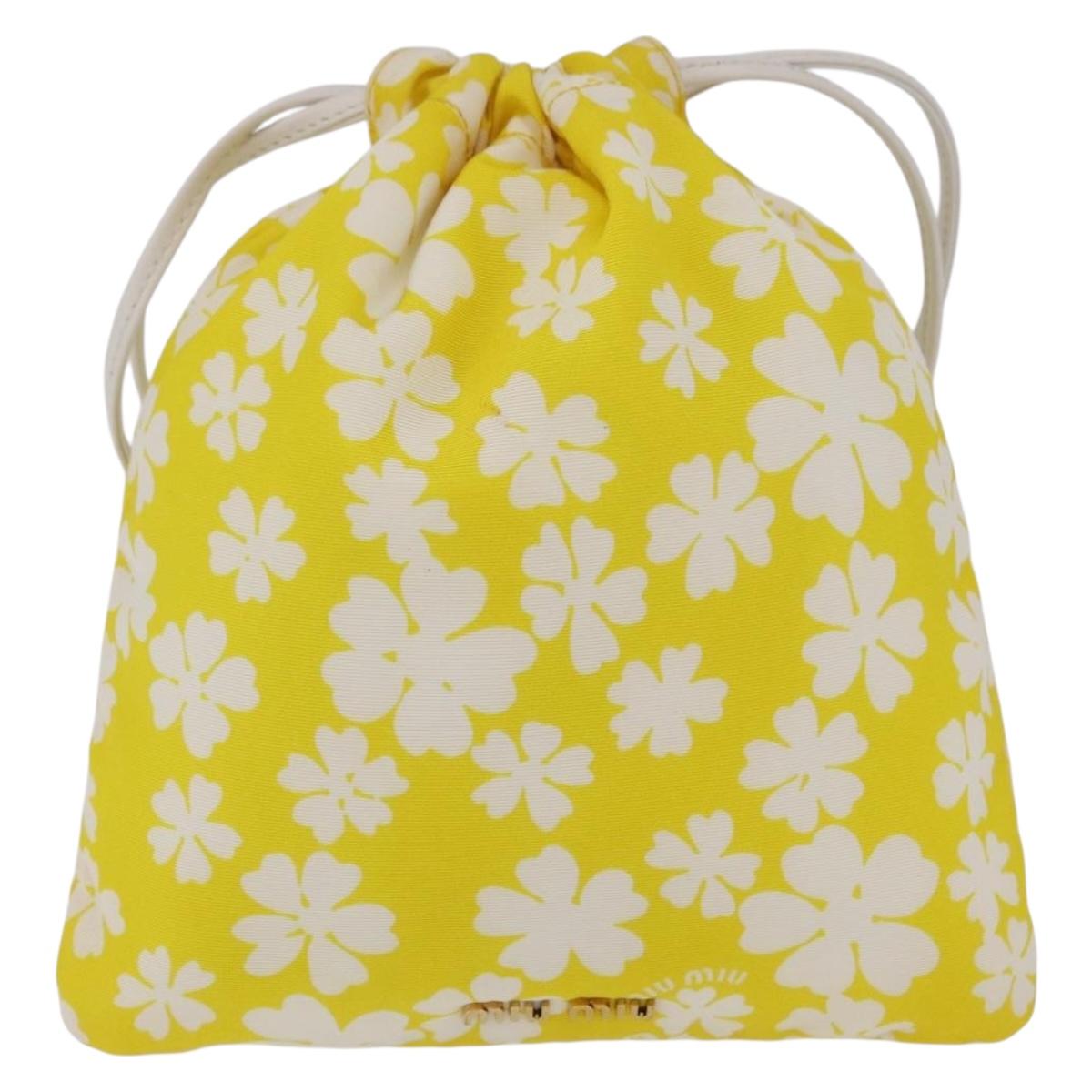 Miu Miu Purse Pouch Nylon Yellow Auth ka6874A