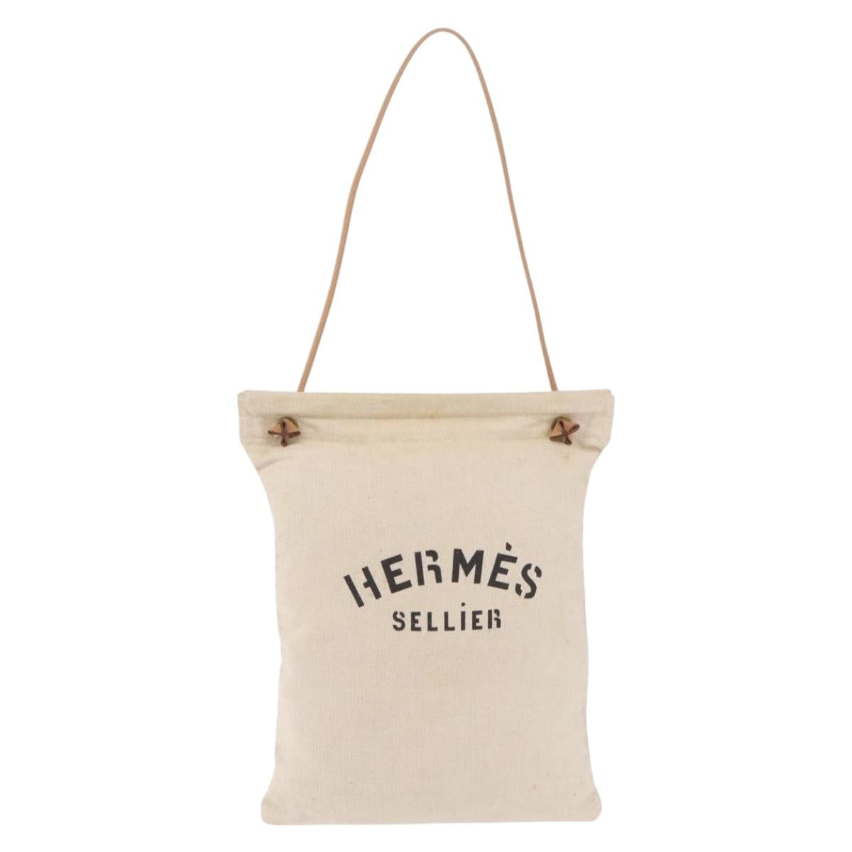 HERMES Aline Shoulder Bag Canvas Beige Auth ka6877