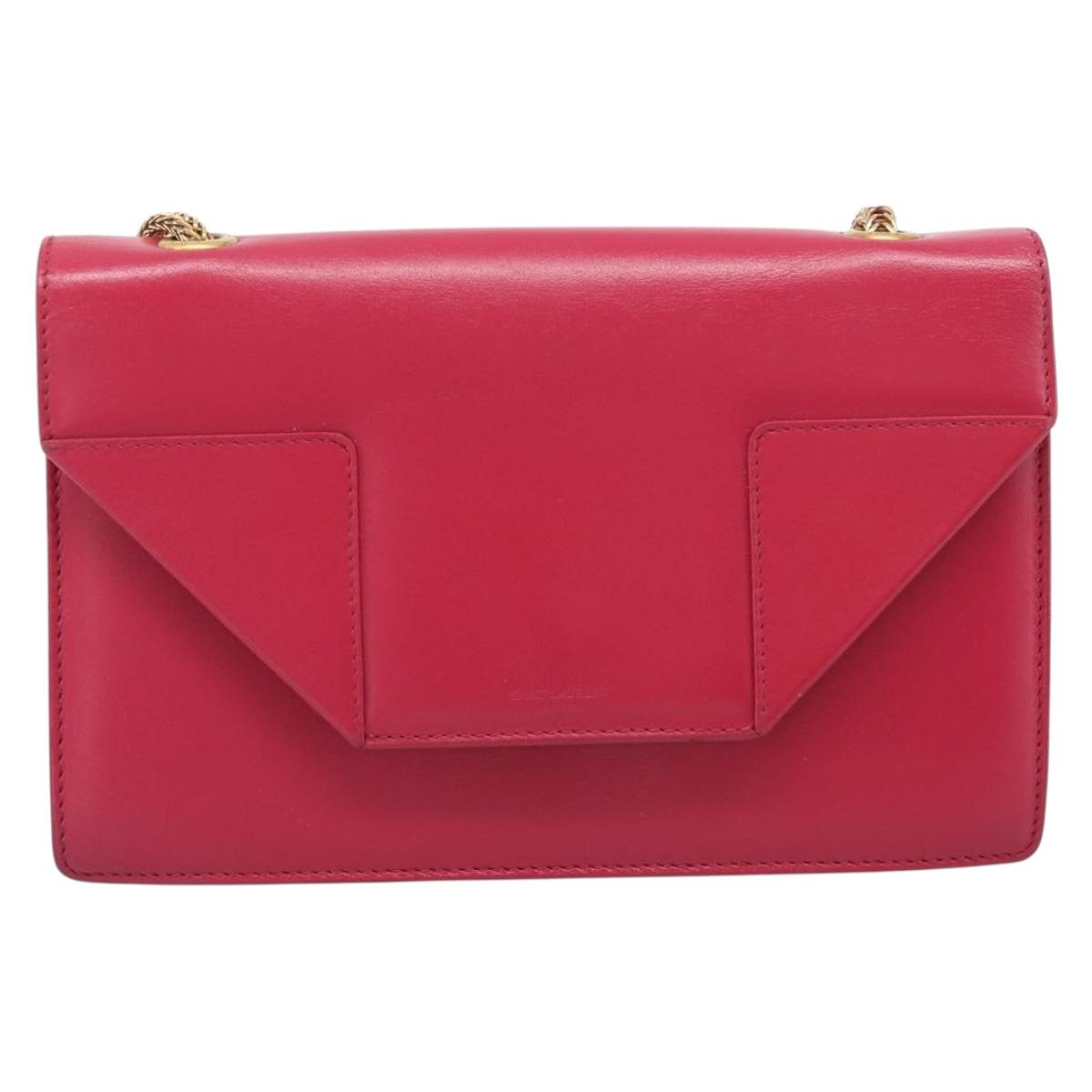 Saint Laurent Betty Chain Shoulder Bag Leather Pink Gold 314516 Auth ka6878A