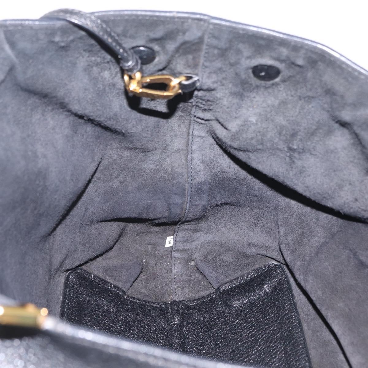 Miu Miu Tote Bag Leather Black Gold Auth ka6883V