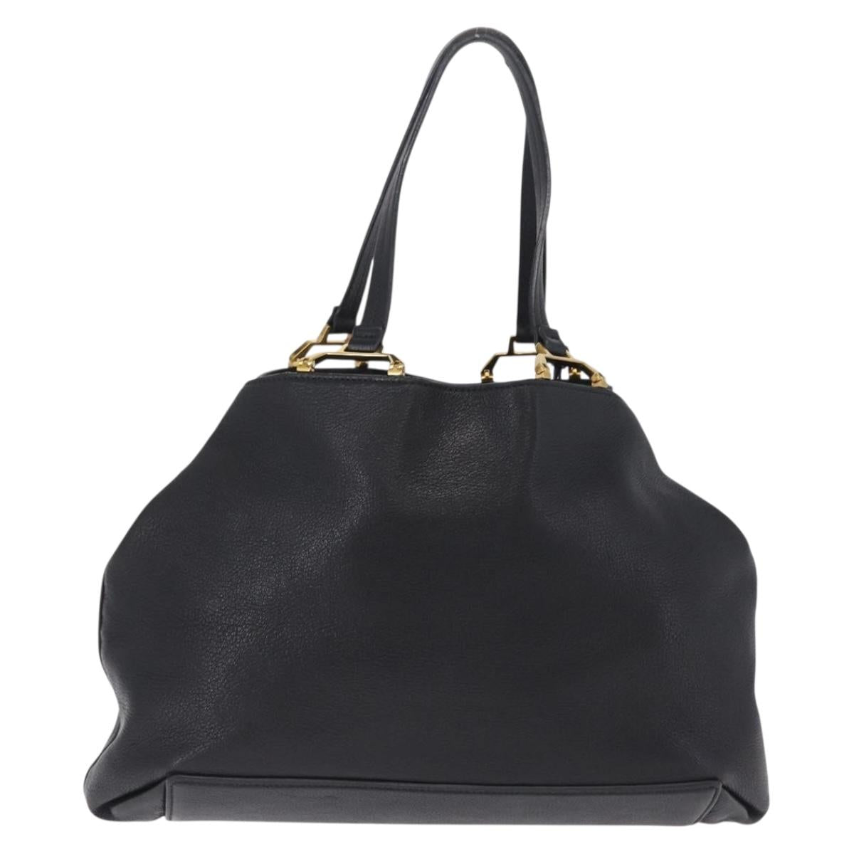 Miu Miu Tote Bag Leather Black Gold Auth ka6883V