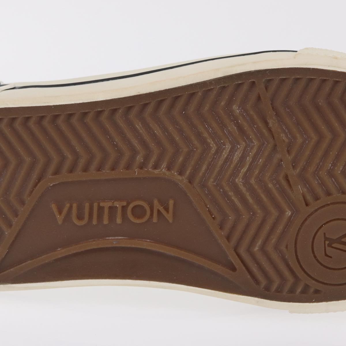 LOUIS VUITTON Sneakers Canvas Leather 7 White LV Auth ka6887