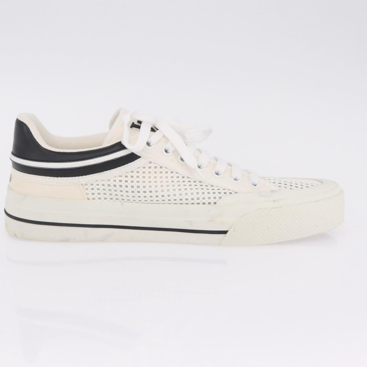 LOUIS VUITTON Sneakers Canvas Leather 7 White LV Auth ka6887