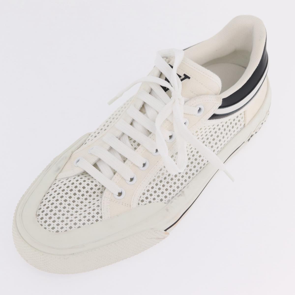 LOUIS VUITTON Sneakers Canvas Leather 7 White LV Auth ka6887