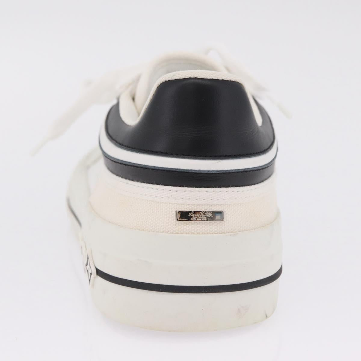 LOUIS VUITTON Sneakers Canvas Leather 7 White LV Auth ka6887