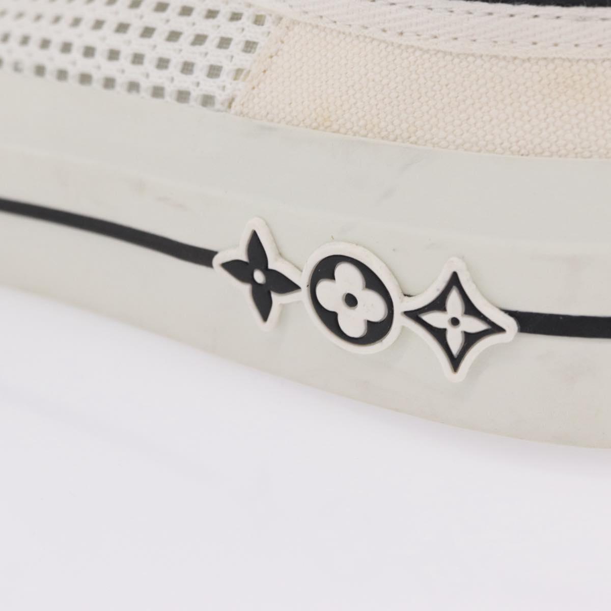 LOUIS VUITTON Sneakers Canvas Leather 7 White LV Auth ka6887