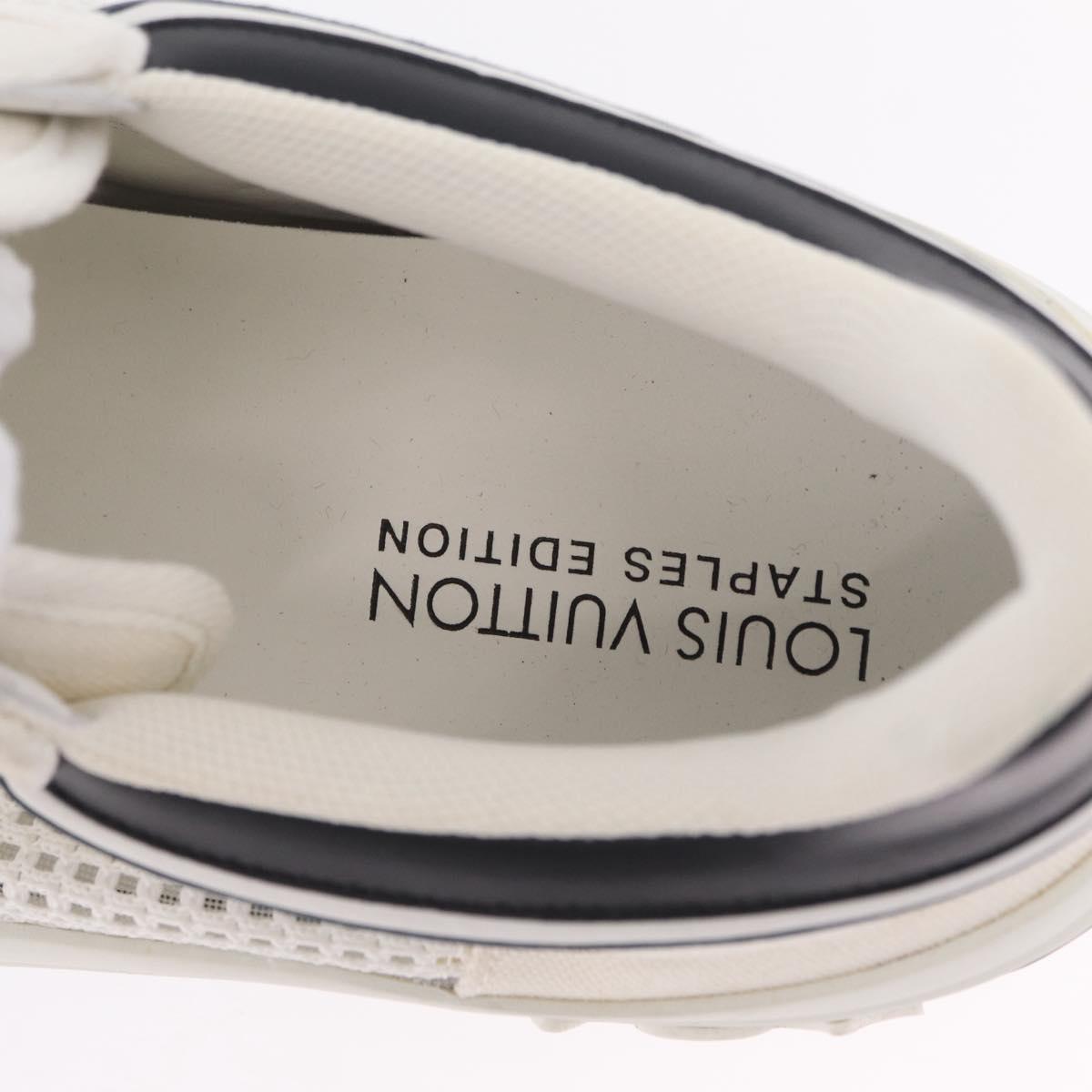 LOUIS VUITTON Sneakers Canvas Leather 7 White LV Auth ka6887