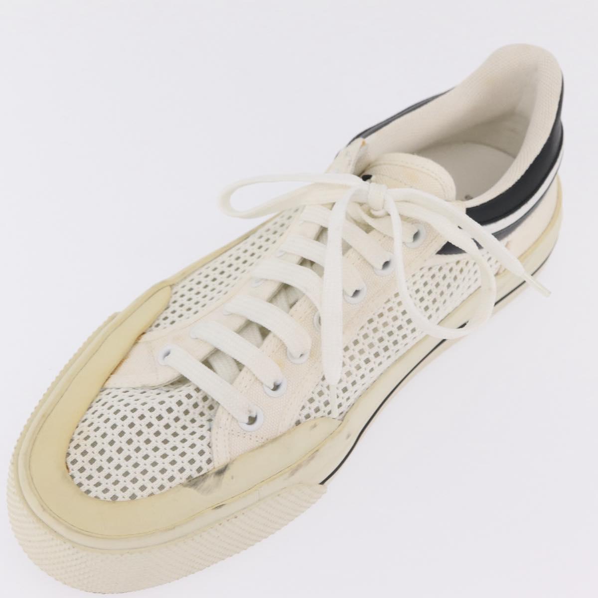 LOUIS VUITTON Sneakers Canvas Leather 7 White LV Auth ka6887