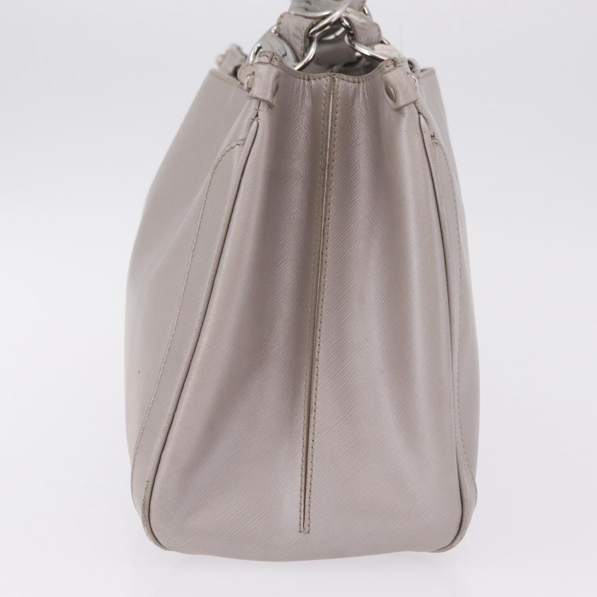 Salvatore Ferragamo Gancini Tote Bag Leather Beige Silver Auth ka6889