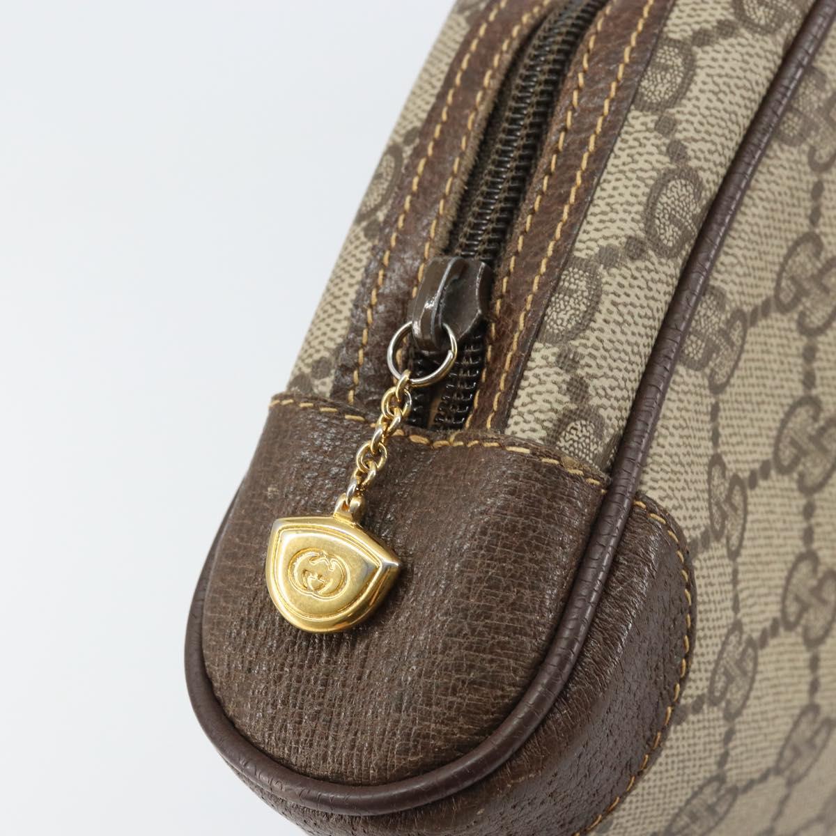 GUCCI GG Supreme Clutch Bag PVC Beige Gold 014 89 0094 Auth ka689