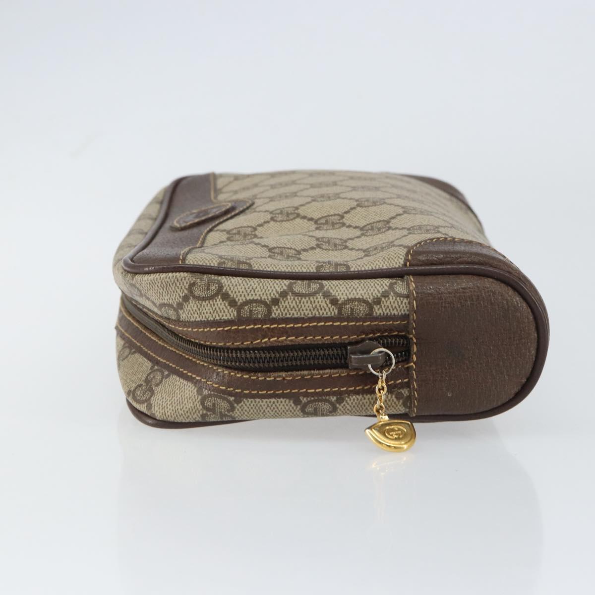 GUCCI GG Supreme Clutch Bag PVC Beige Gold 014 89 0094 Auth ka689