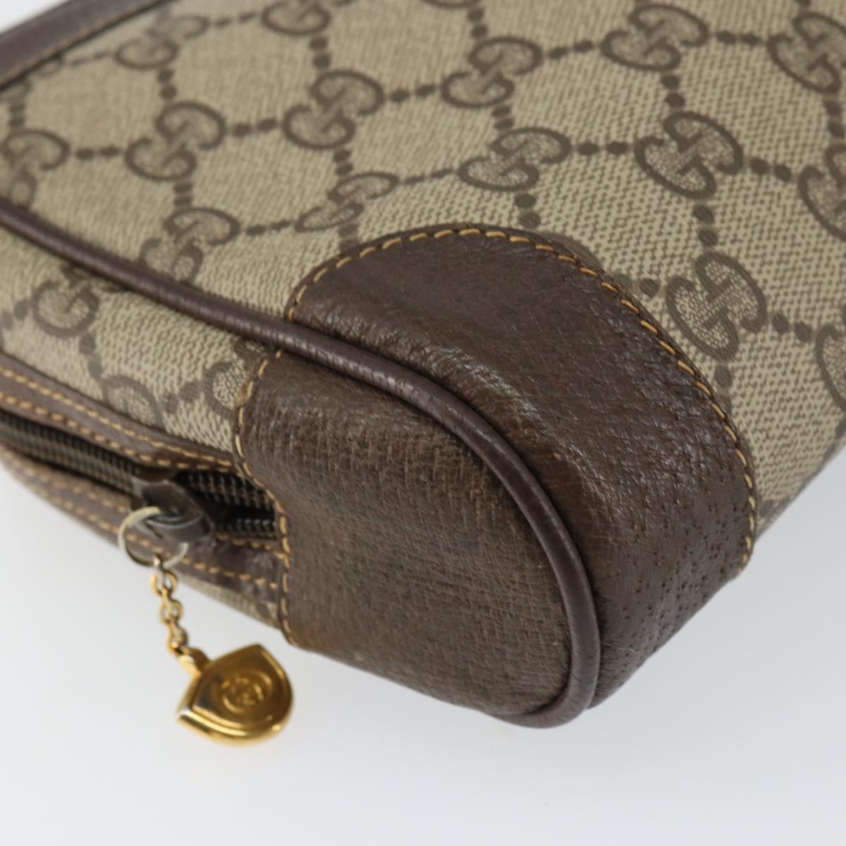 GUCCI GG Supreme Clutch Bag PVC Beige Gold 014 89 0094 Auth ka689