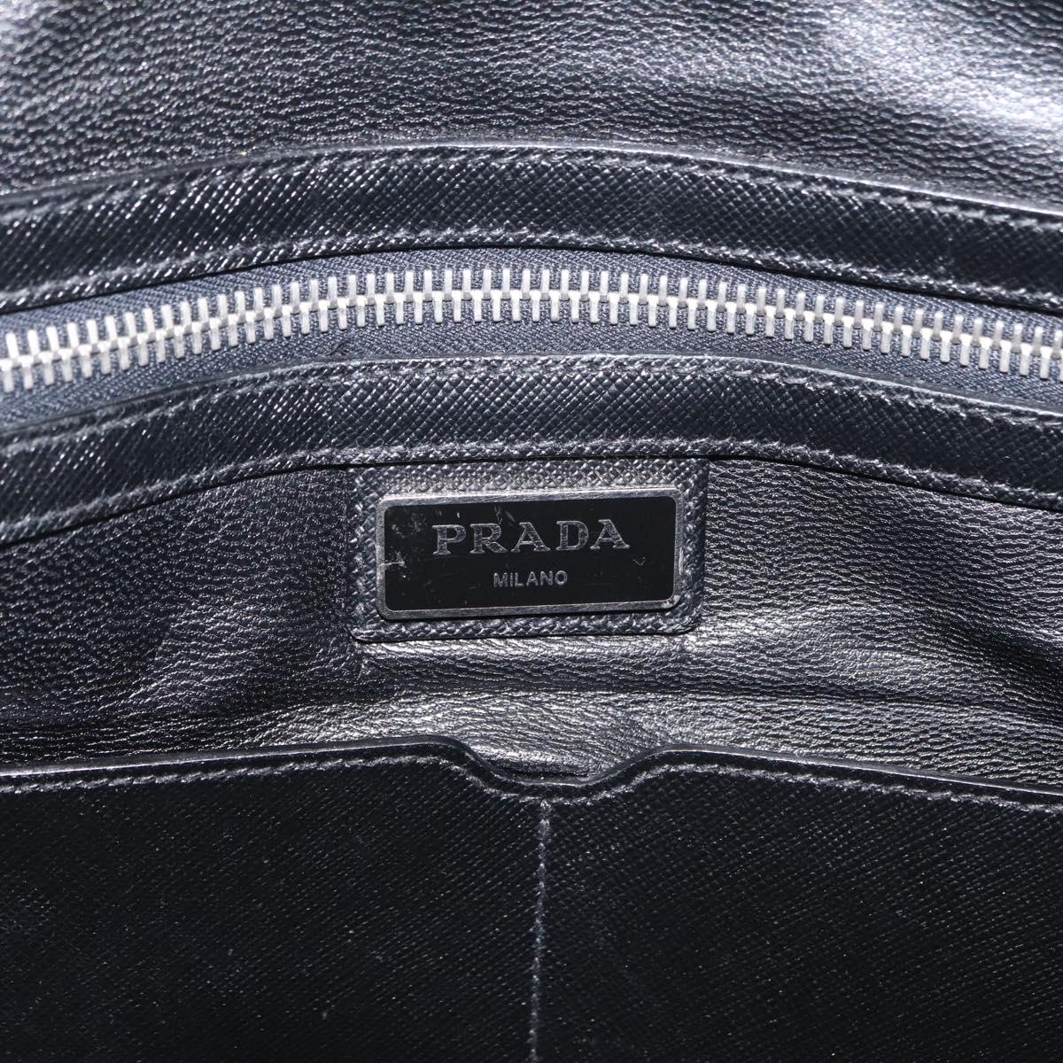 PRADA Business Bag Saffiano leather Bordeaux Silver Auth ka6891