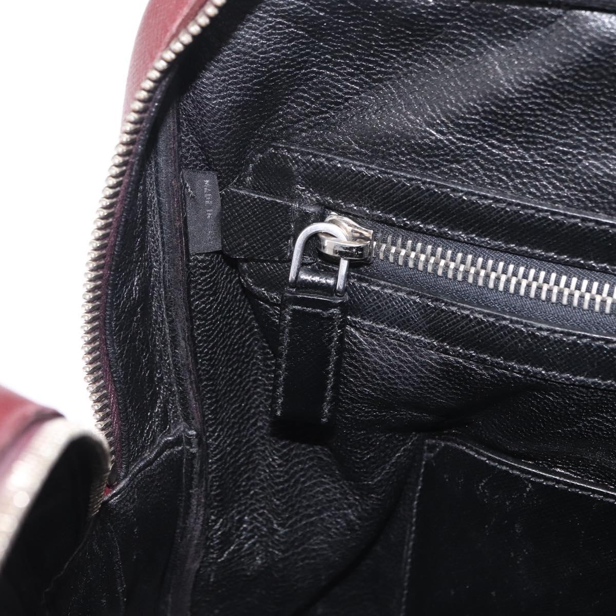 PRADA Business Bag Saffiano leather Bordeaux Silver Auth ka6891