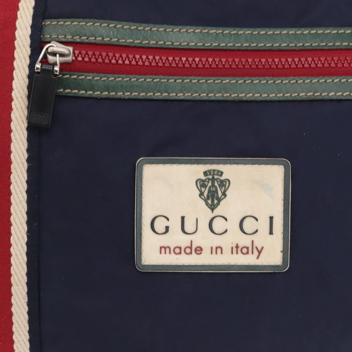 GUCCI Tote Bag Nylon Navy Silver 189665 Auth ka6892