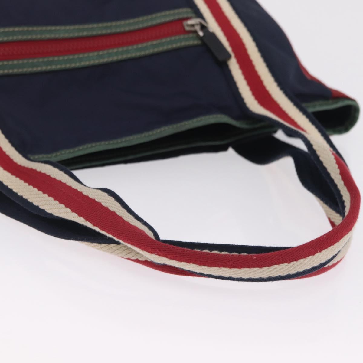 GUCCI Tote Bag Nylon Navy Silver 189665 Auth ka6892