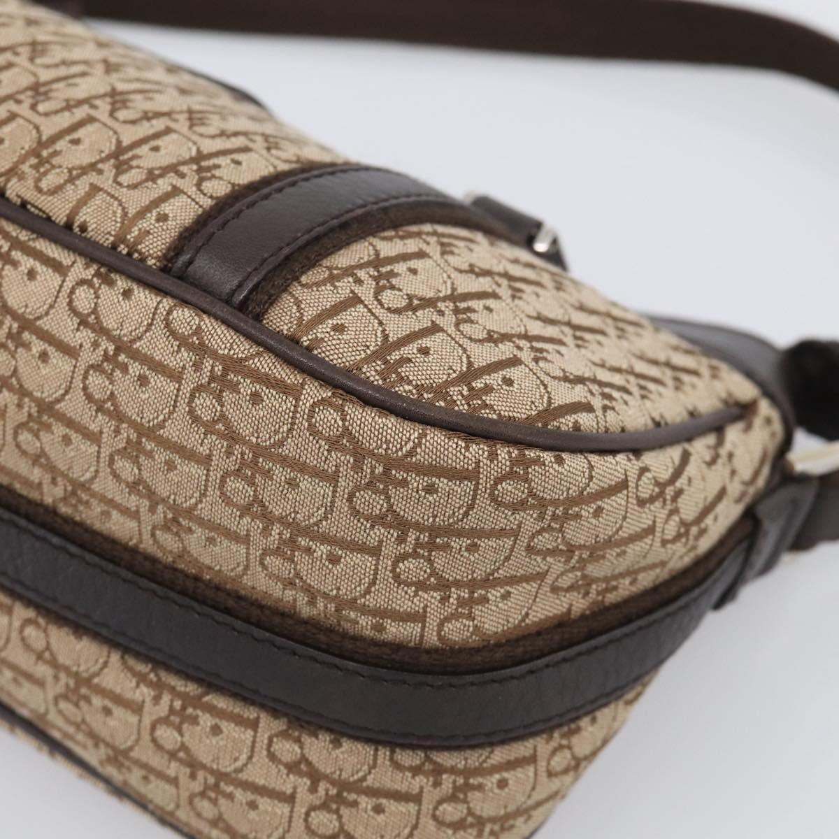 Christian Dior Trotter Canvas Street Chic Shoulder Bag Beige Silver Auth ka6893V