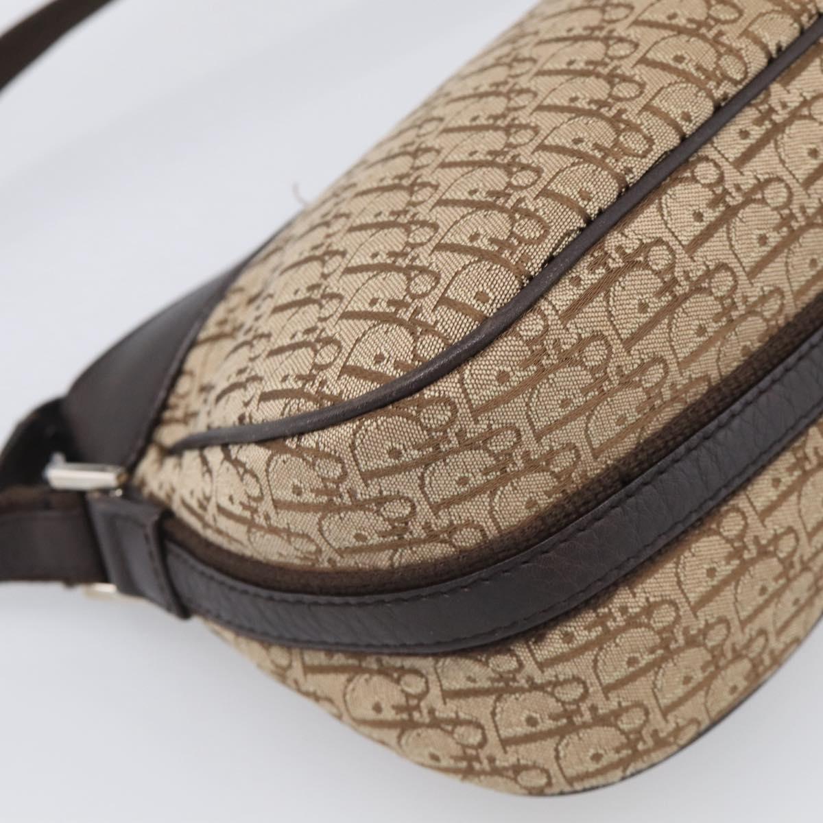 Christian Dior Trotter Canvas Street Chic Shoulder Bag Beige Silver Auth ka6893V