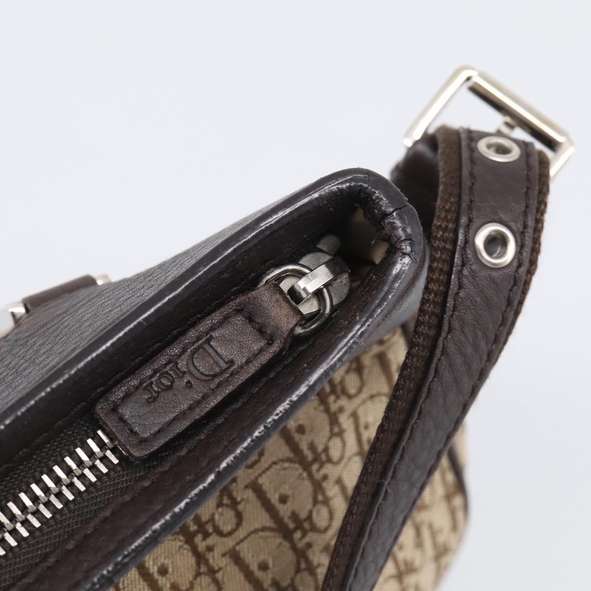 Christian Dior Trotter Canvas Street Chic Shoulder Bag Beige Silver Auth ka6893V