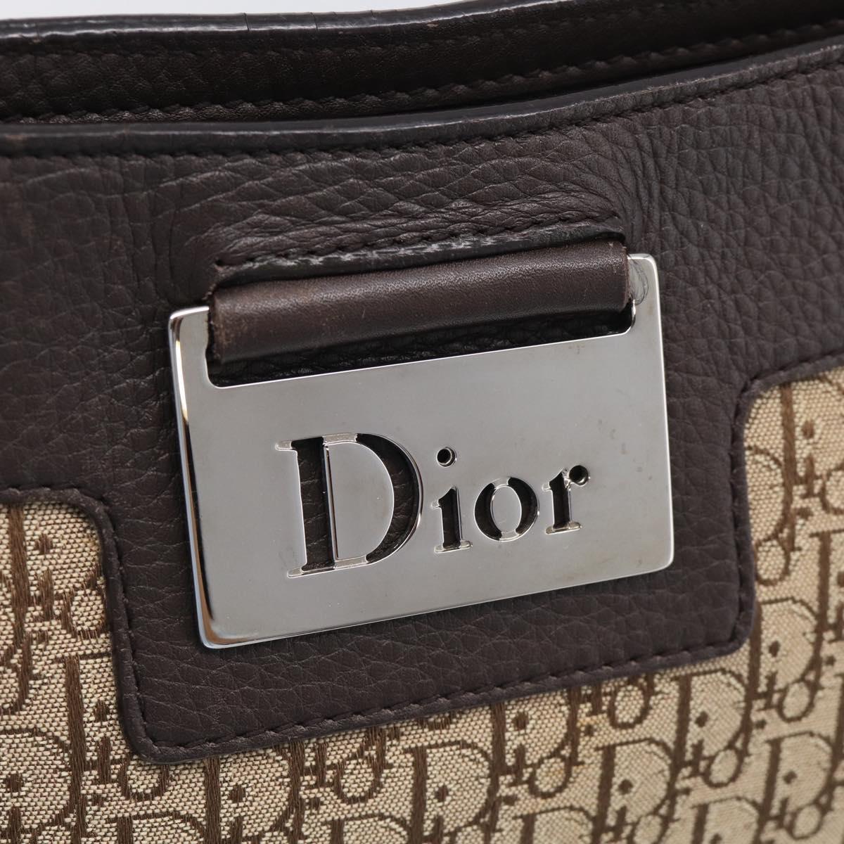 Christian Dior Trotter Canvas Street Chic Shoulder Bag Beige Silver Auth ka6893V