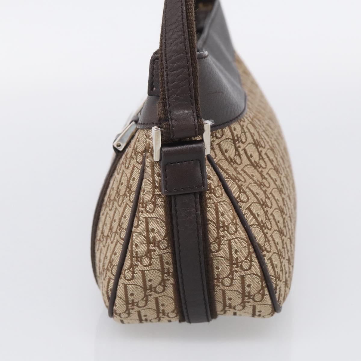 Christian Dior Trotter Canvas Street Chic Shoulder Bag Beige Silver Auth ka6893V