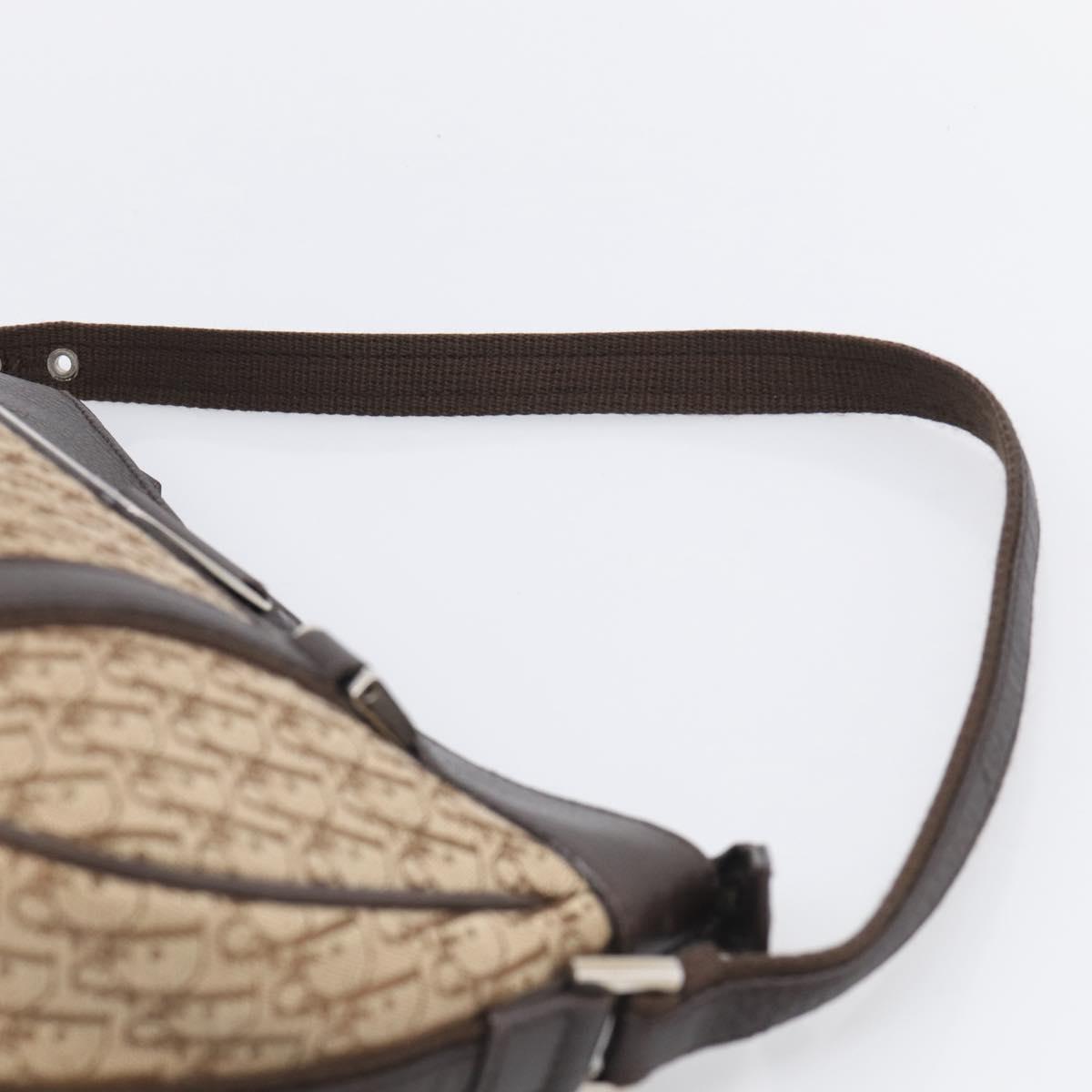 Christian Dior Trotter Canvas Street Chic Shoulder Bag Beige Silver Auth ka6893V