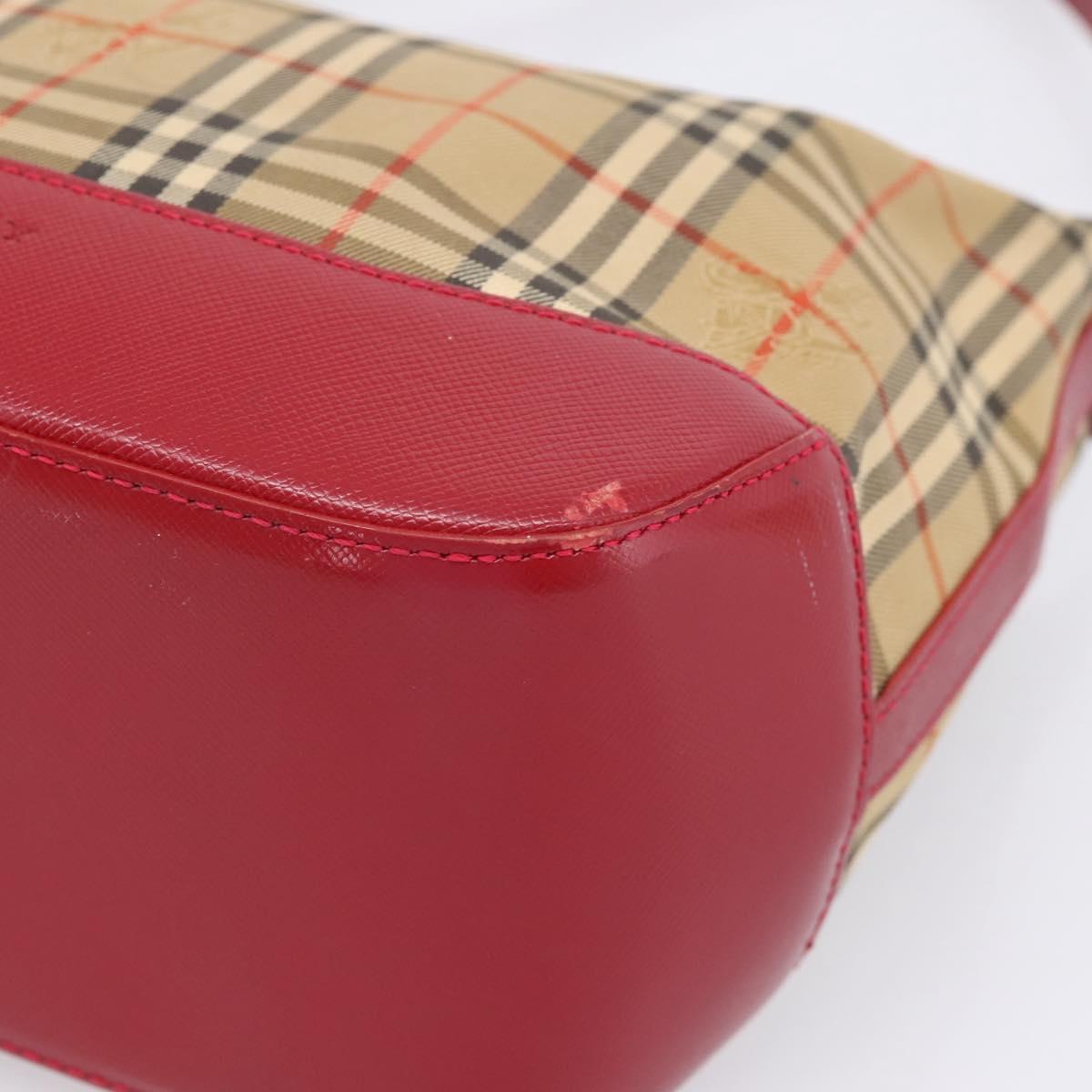 BURBERRY Nova Check Hand Bag Canvas Beige Gold Auth ka6895