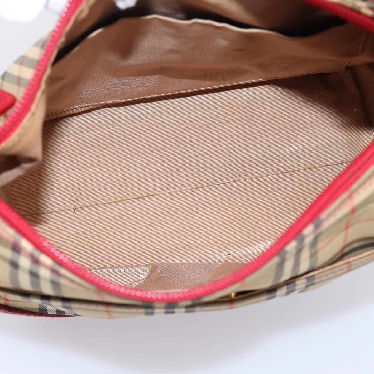 BURBERRY Nova Check Hand Bag Canvas Beige Gold Auth ka6895