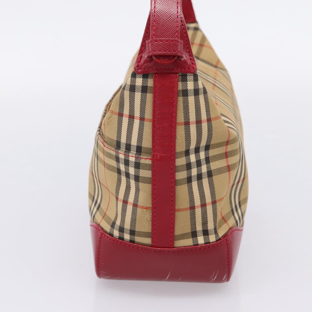 BURBERRY Nova Check Hand Bag Canvas Beige Gold Auth ka6895