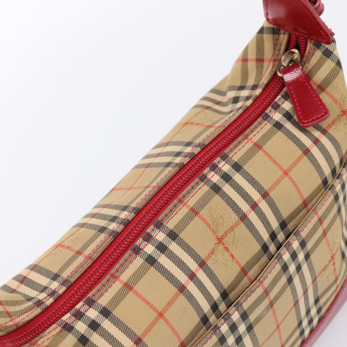 BURBERRY Nova Check Hand Bag Canvas Beige Gold Auth ka6895