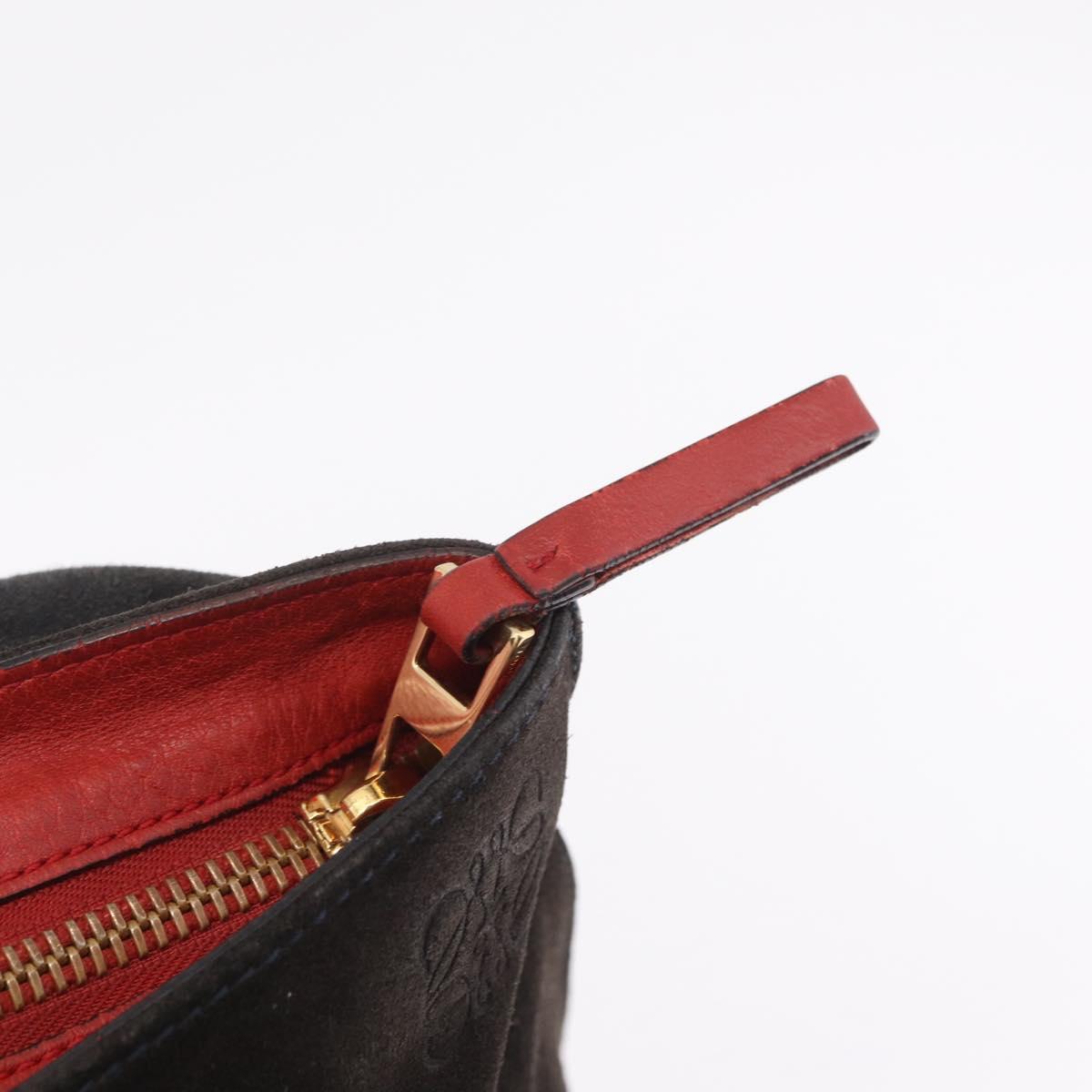 LOEWE Anton Shoulder Bag Suede Brown Gold Auth ka6903