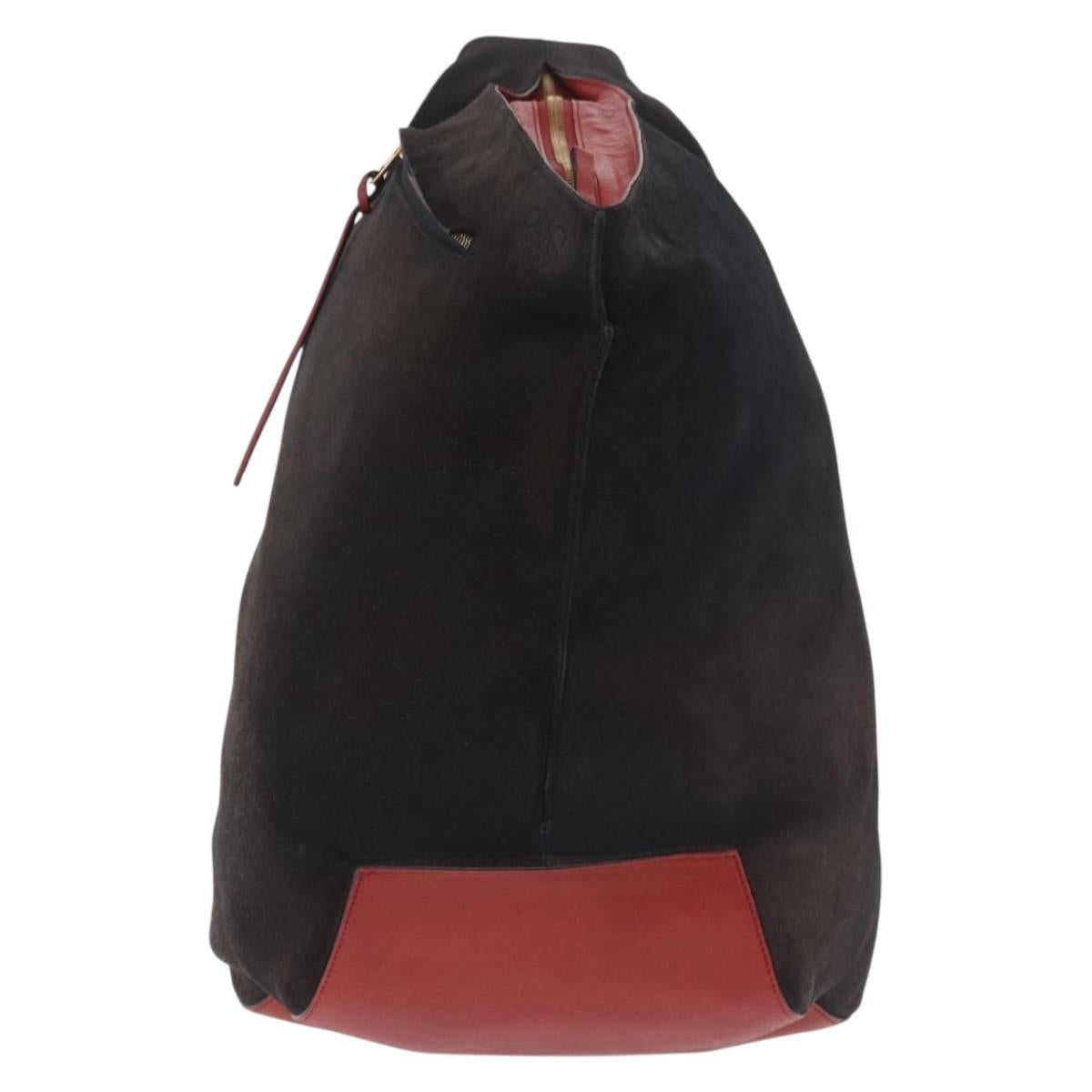 LOEWE Anton Shoulder Bag Suede Brown Gold Auth ka6903