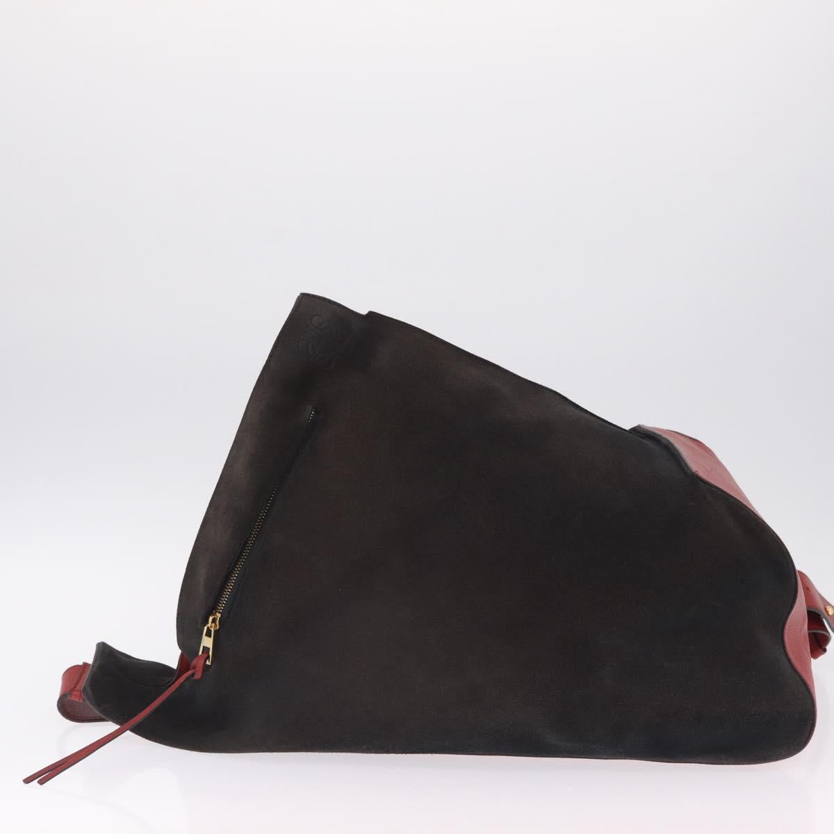 LOEWE Anton Shoulder Bag Suede Brown Gold Auth ka6903