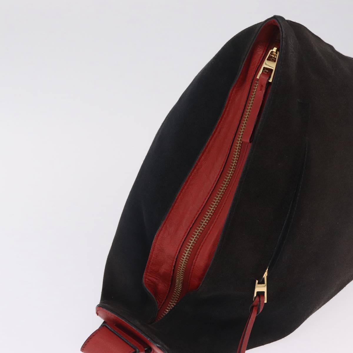 LOEWE Anton Shoulder Bag Suede Brown Gold Auth ka6903