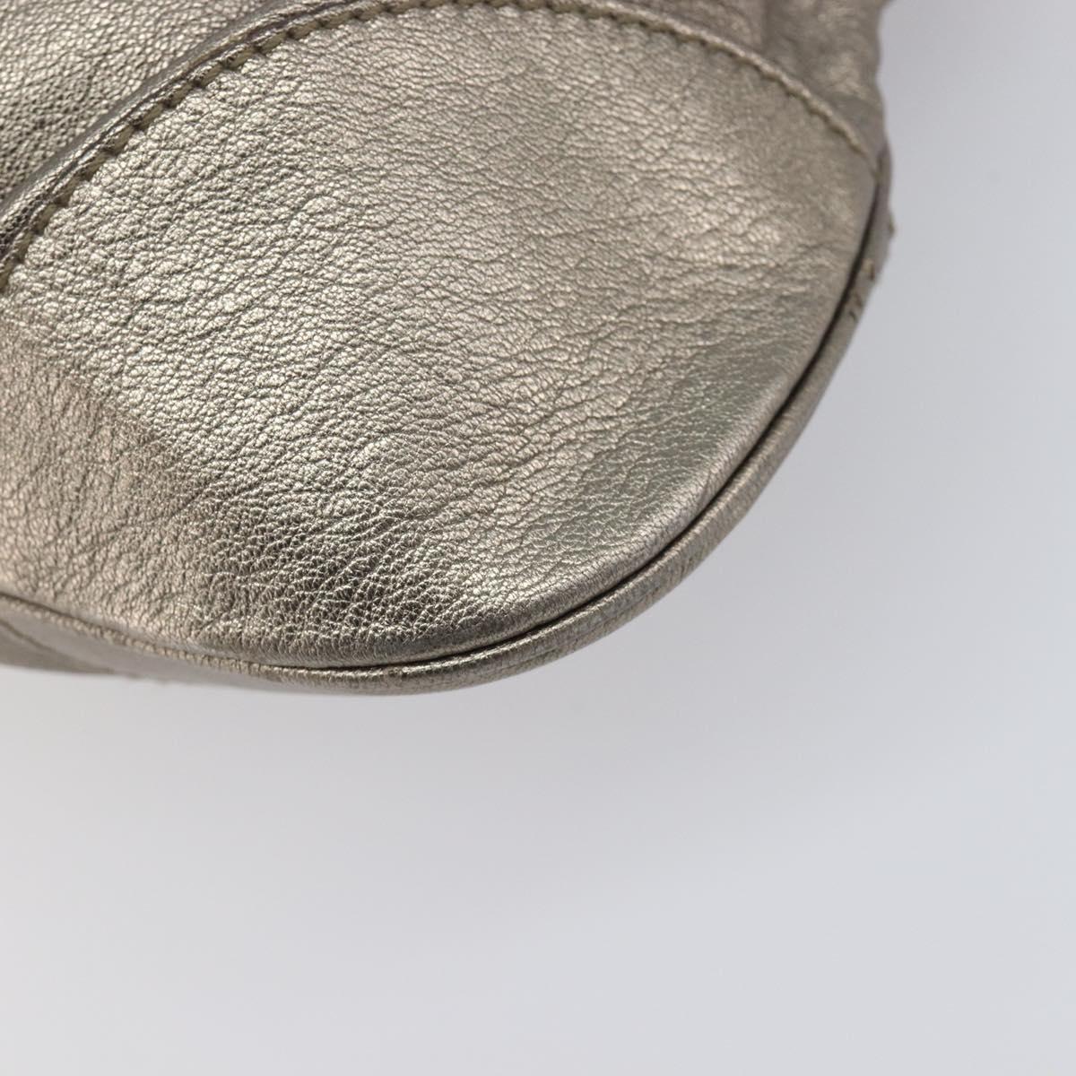 Salvatore Ferragamo Gancini Hand Bag Leather Gold Auth ka6904A