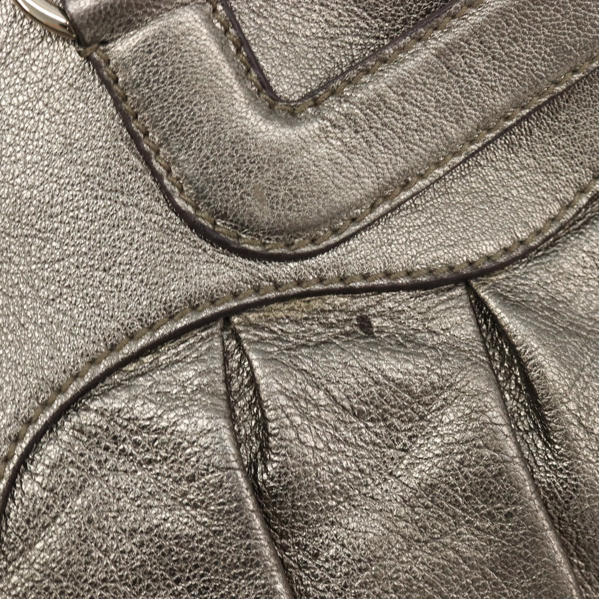 Salvatore Ferragamo Gancini Hand Bag Leather Gold Auth ka6904A