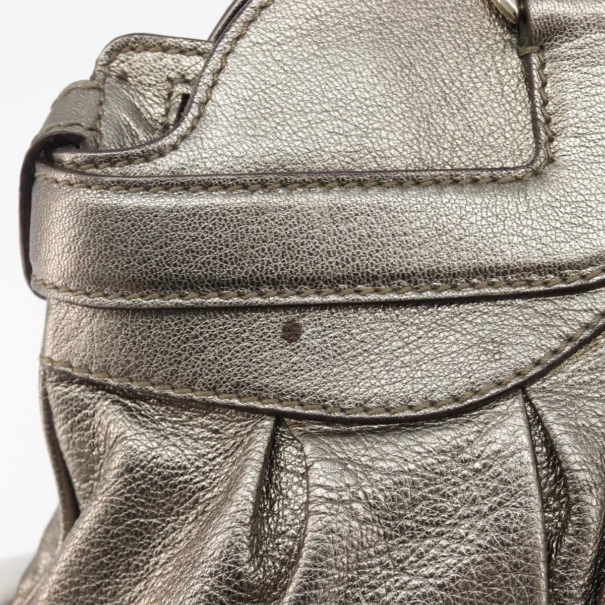 Salvatore Ferragamo Gancini Hand Bag Leather Gold Auth ka6904A