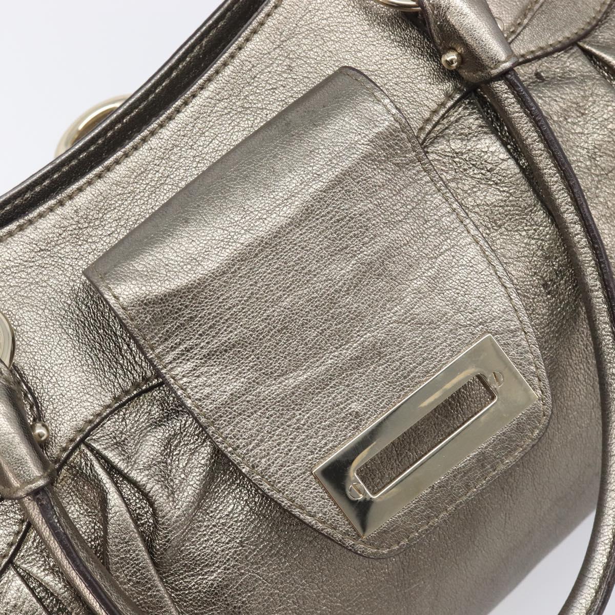 Salvatore Ferragamo Gancini Hand Bag Leather Gold Auth ka6904A
