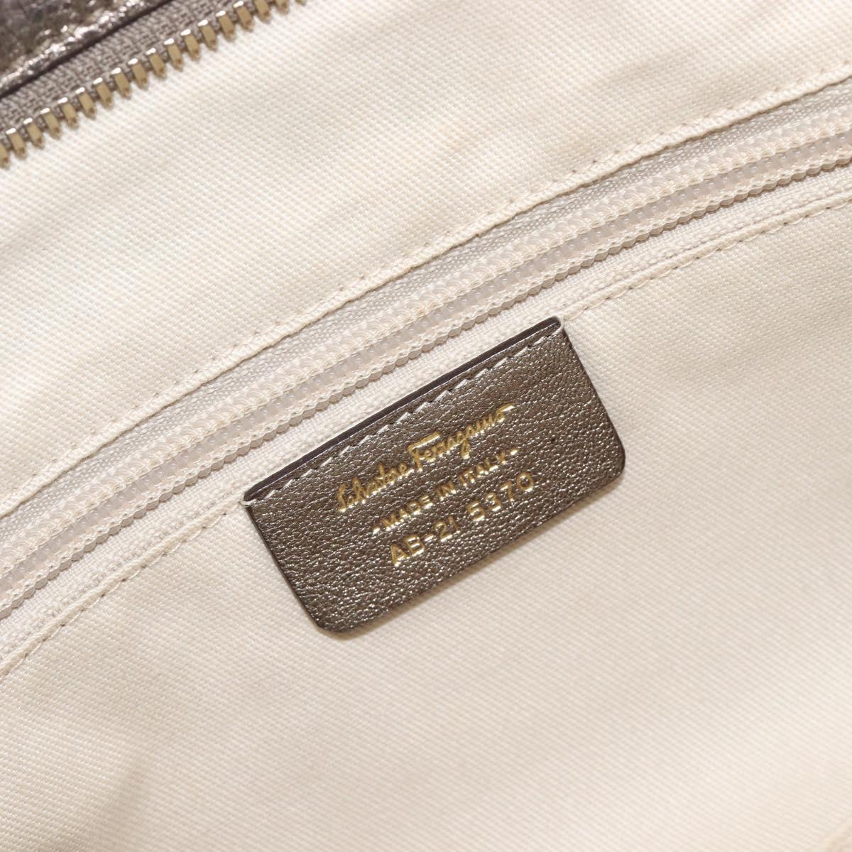 Salvatore Ferragamo Gancini Hand Bag Leather Gold Auth ka6904A