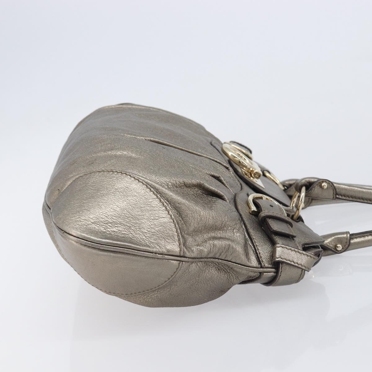 Salvatore Ferragamo Gancini Hand Bag Leather Gold Auth ka6904A