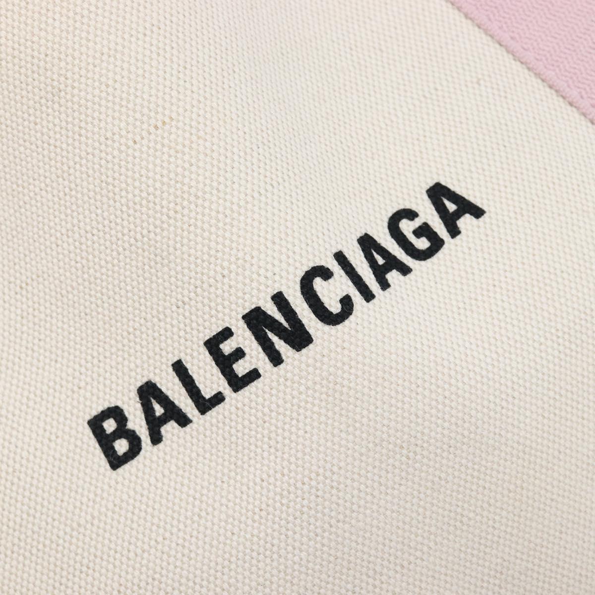 Balenciaga Navy Cabas Hand Bag Canvas Pink Silver 339933 Auth ka6905A