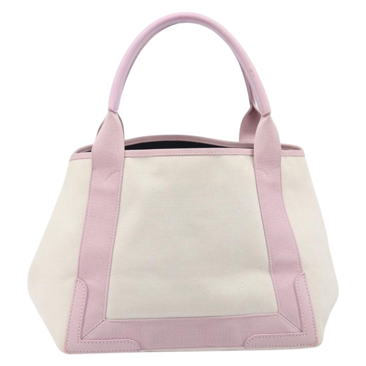 Balenciaga Navy Cabas Hand Bag Canvas Pink Silver 339933 Auth ka6905A