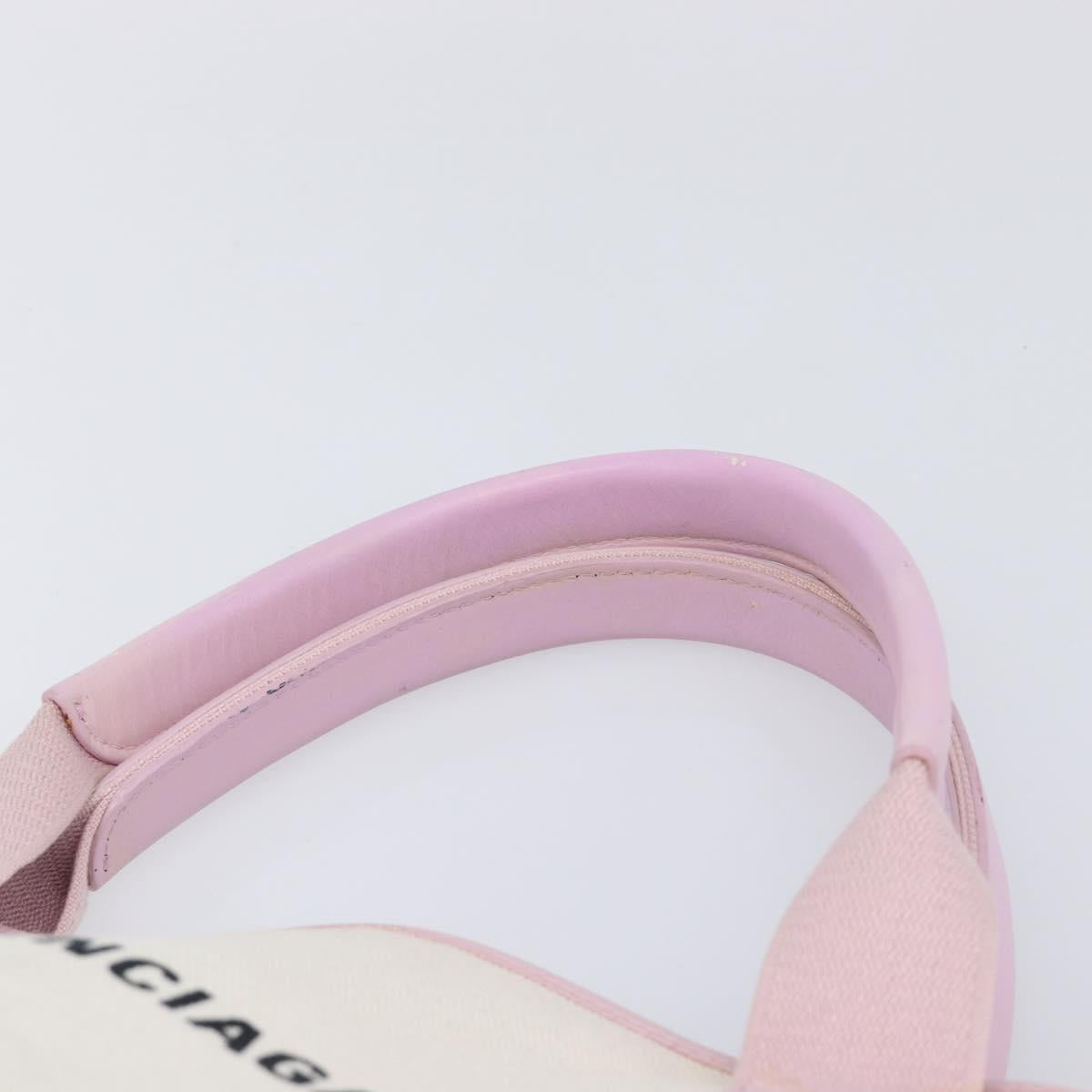 Balenciaga Navy Cabas Hand Bag Canvas Pink Silver 339933 Auth ka6905A