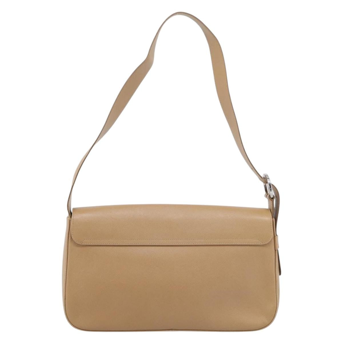Salvatore Ferragamo Shoulder Bag Leather Beige Silver Auth ka6906