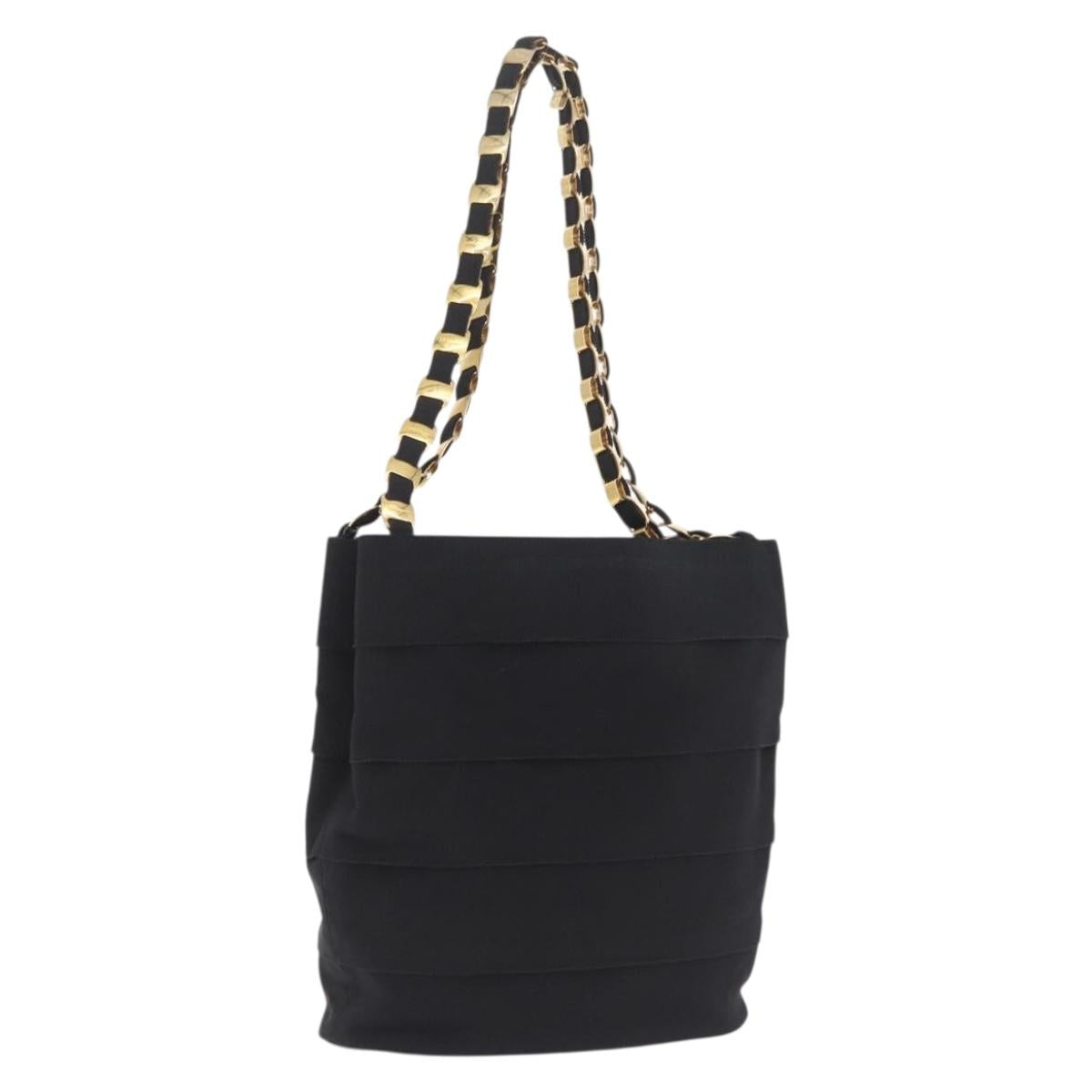 Salvatore Ferragamo Vala Shoulder Bag Canvas Black Gold Auth ka6909