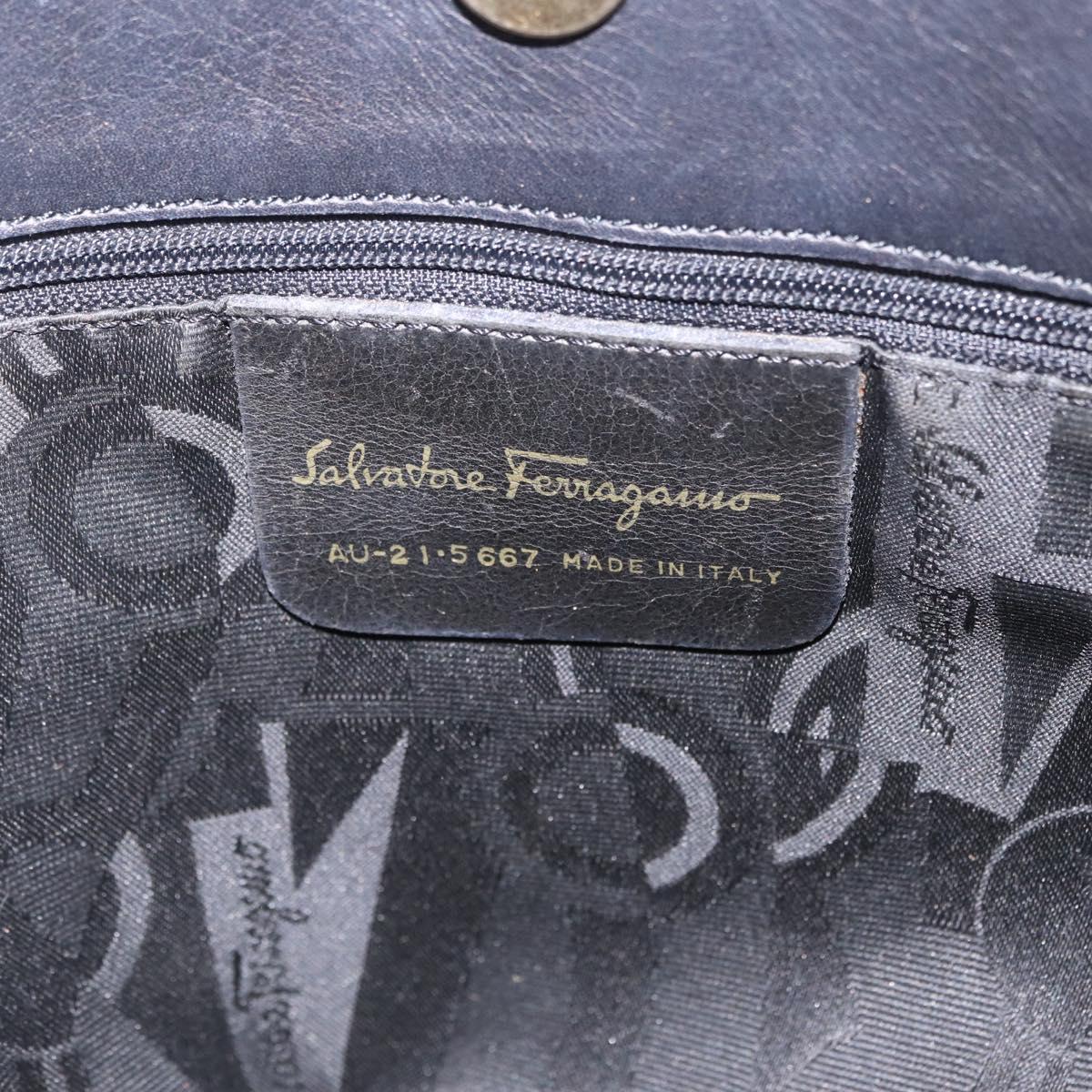 Salvatore Ferragamo Vala Shoulder Bag Canvas Black Gold Auth ka6909