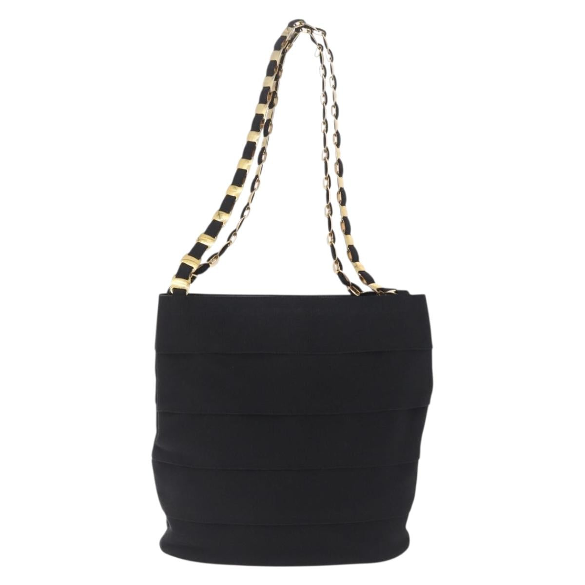 Salvatore Ferragamo Vala Shoulder Bag Canvas Black Gold Auth ka6909