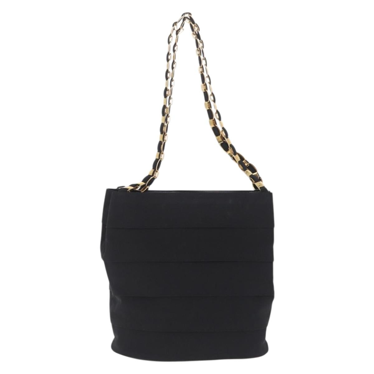 Salvatore Ferragamo Vala Shoulder Bag Canvas Black Gold Auth ka6909