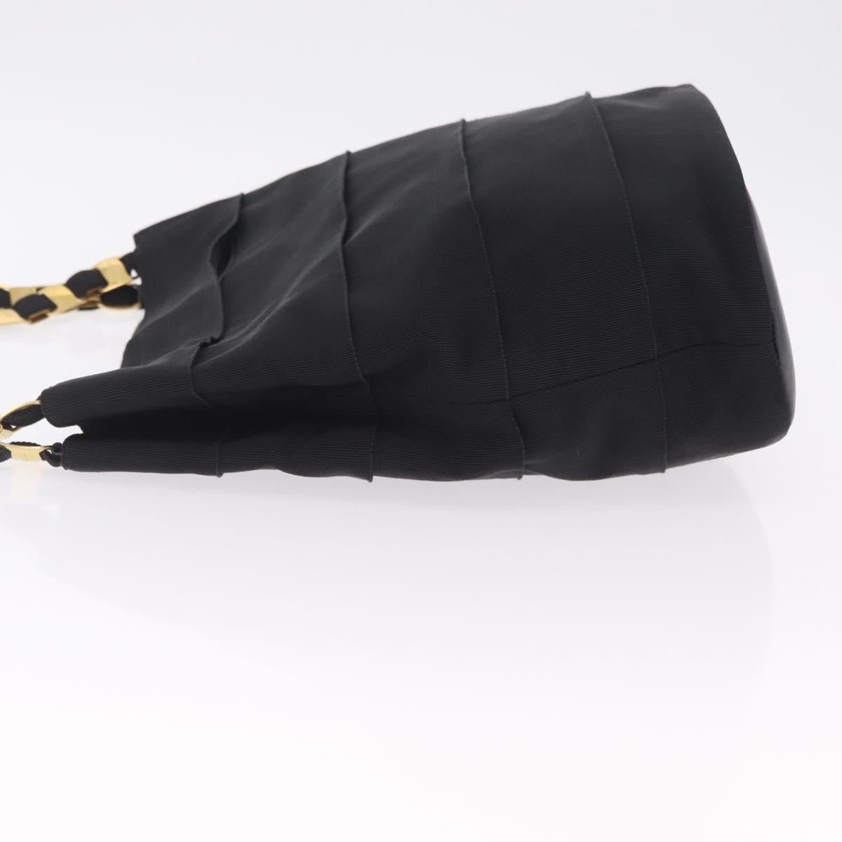 Salvatore Ferragamo Vala Shoulder Bag Canvas Black Gold Auth ka6909